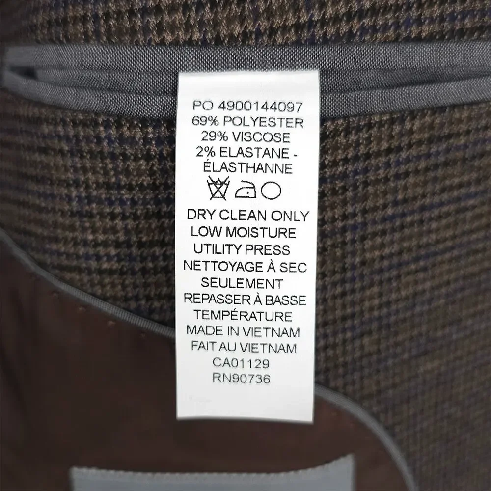 Michael Kors Mens Classic Fit Sport Coat 46L Brown Blue Houndstooth Stretch NWT
